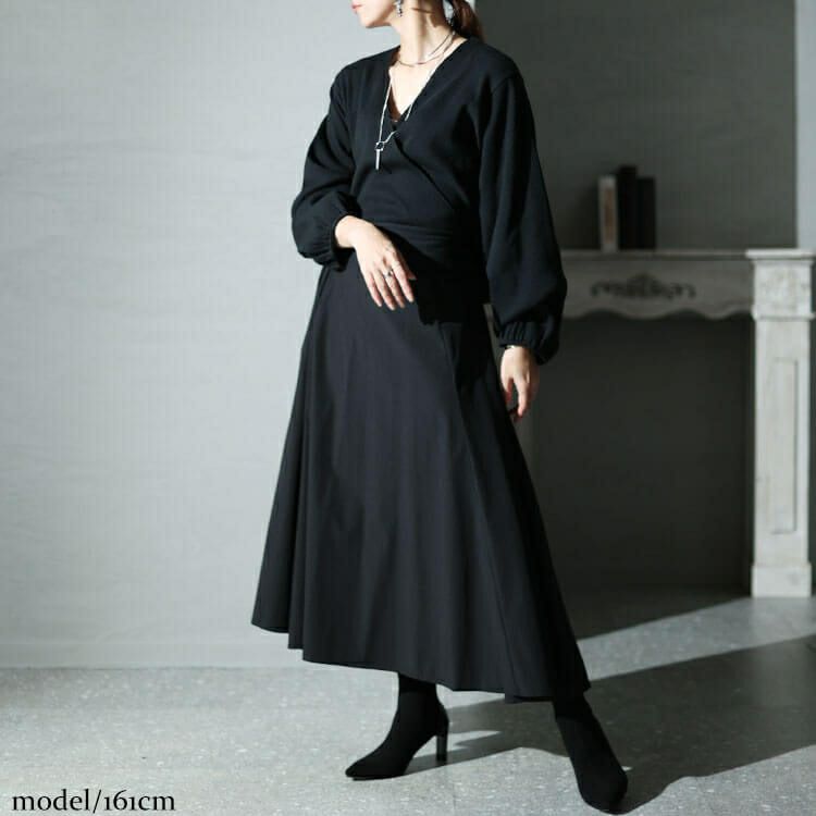 大きいサイズ レディース カシュクールリブドッキングワンピース　nw-23042