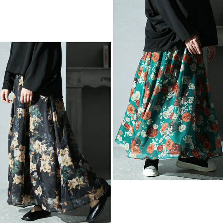 大きいサイズ レディース オーガンジー花柄スクエアネックドッキングワンピース　nw-23039