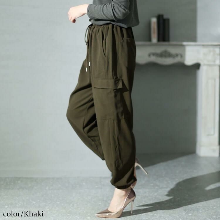 大きいサイズ レディース カットカーゴパンツ　sada-6895 カーキ