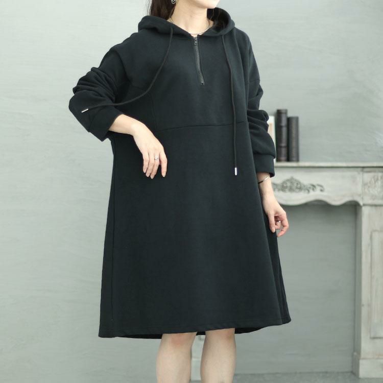 大きいサイズ レディース ハーフジップチュニックワンピース　goldy-1426 ブラック