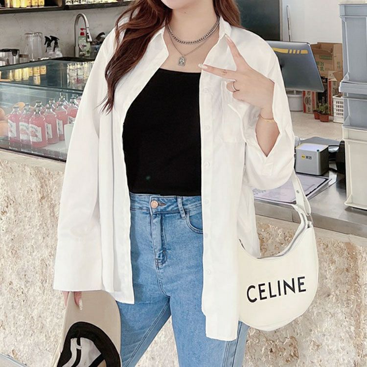 大きいサイズ レディース レギュラーカラーオーバーサイズシャツ　goldy-1420 【メール便可】