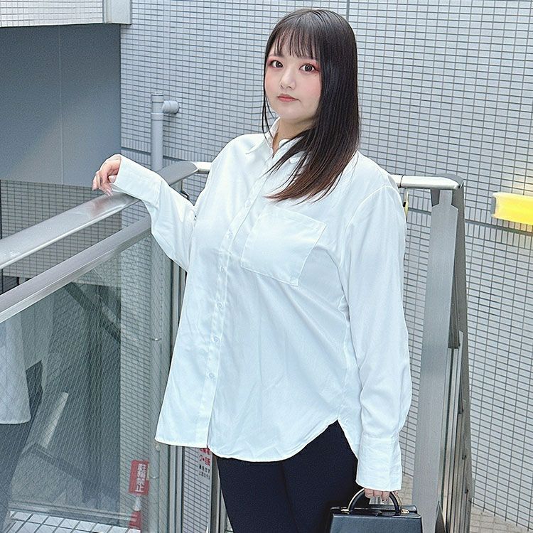 大きいサイズ レディース レギュラーカラーオーバーサイズシャツ　goldy-1420 【メール便可】