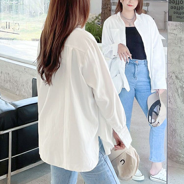 大きいサイズ レディース レギュラーカラーオーバーサイズシャツ　goldy-1420 【メール便可】