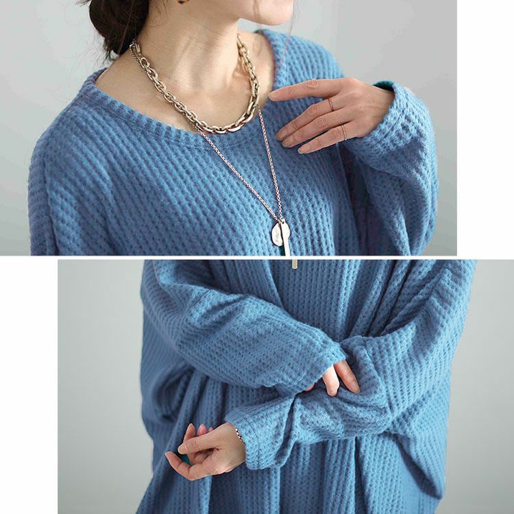 大きいサイズ レディース ワッフル起毛ポンチョ風チュニック cast