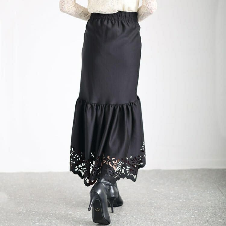 大きいサイズ レディース カッティングレースマーメイドスカート　jp492