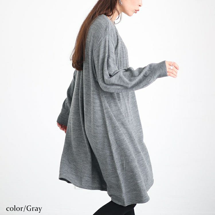 大きいサイズ レディース AラインVネックニットワンピース　fem-416