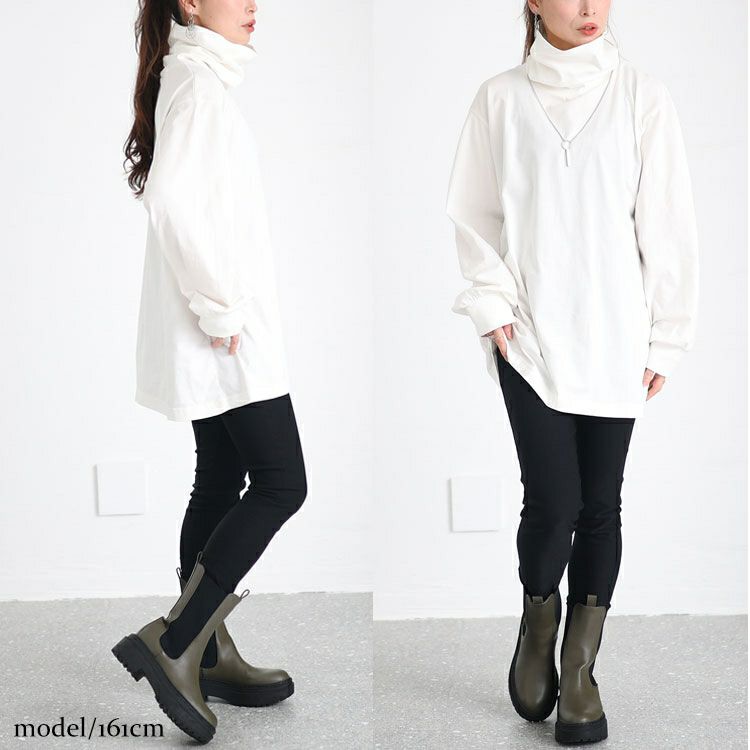 大きいサイズ レディース タートルネックカットソープルオーバー　wk-0454