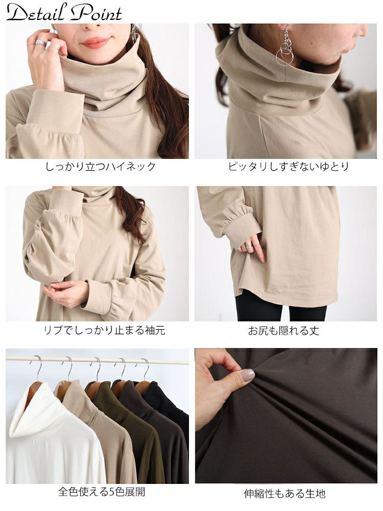 大きいサイズ レディース タートルネックカットソープルオーバー　wk-0454