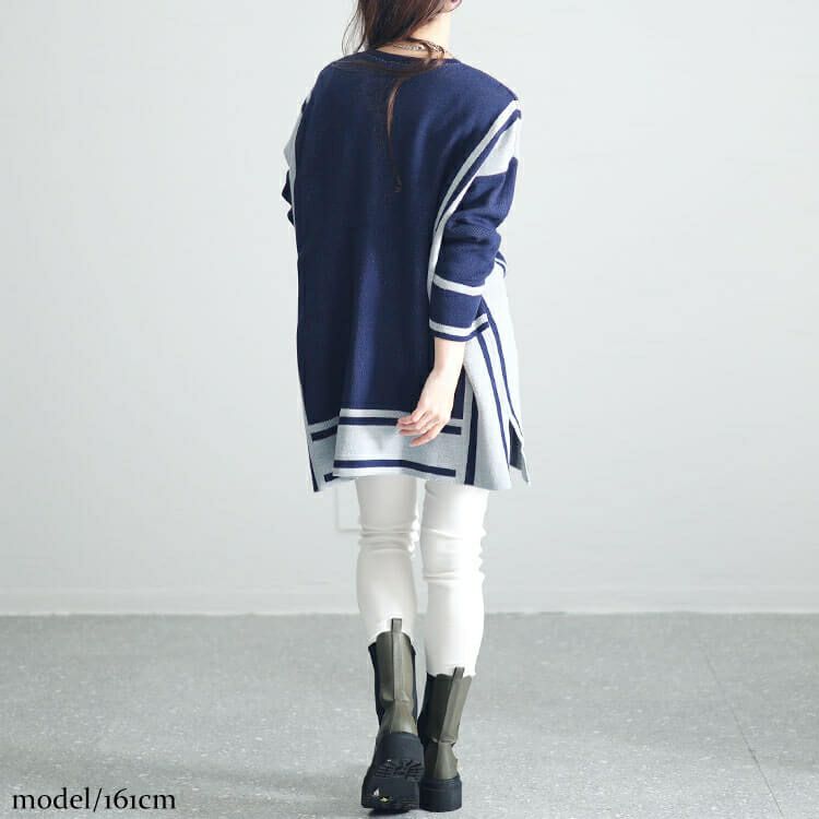 大きいサイズ レディース 日本製バイカラーニット　kt-107