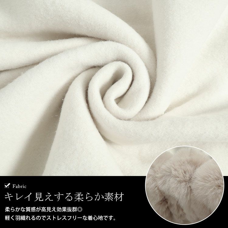 大きいサイズ レディース ファー切り替えフリンジポンチョ　sn-00001