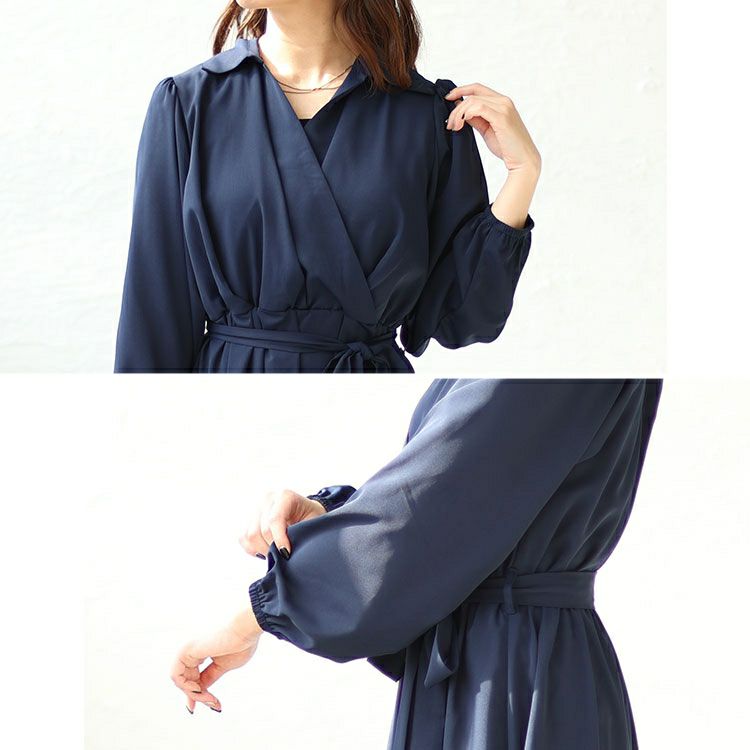 大きいサイズ レディース カシュクールフレアワンピース　fem-437