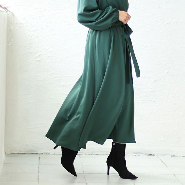 大きいサイズ レディース カシュクールフレアワンピース　fem-437