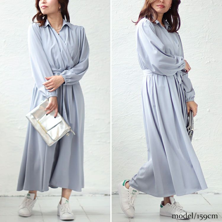 大きいサイズ レディース カシュクールフレアワンピース　fem-437