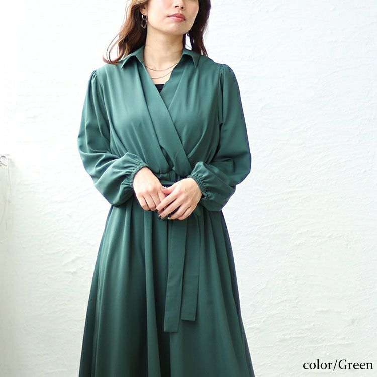 大きいサイズ レディース カシュクールフレアワンピース　fem-437