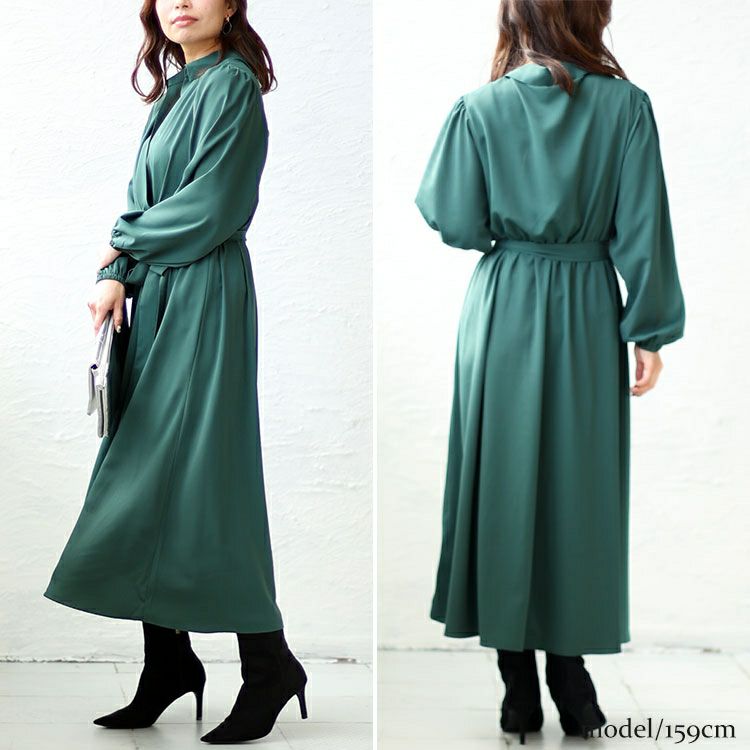 大きいサイズ レディース カシュクールフレアワンピース　fem-437