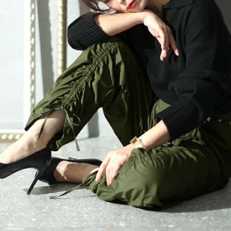 大きいサイズ レディース 裾ドロスト付きカーゴパンツ　fem-436