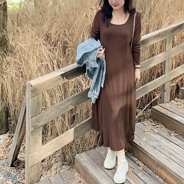 大きいサイズ レディース ロングフレアワンピース　goldy-1411