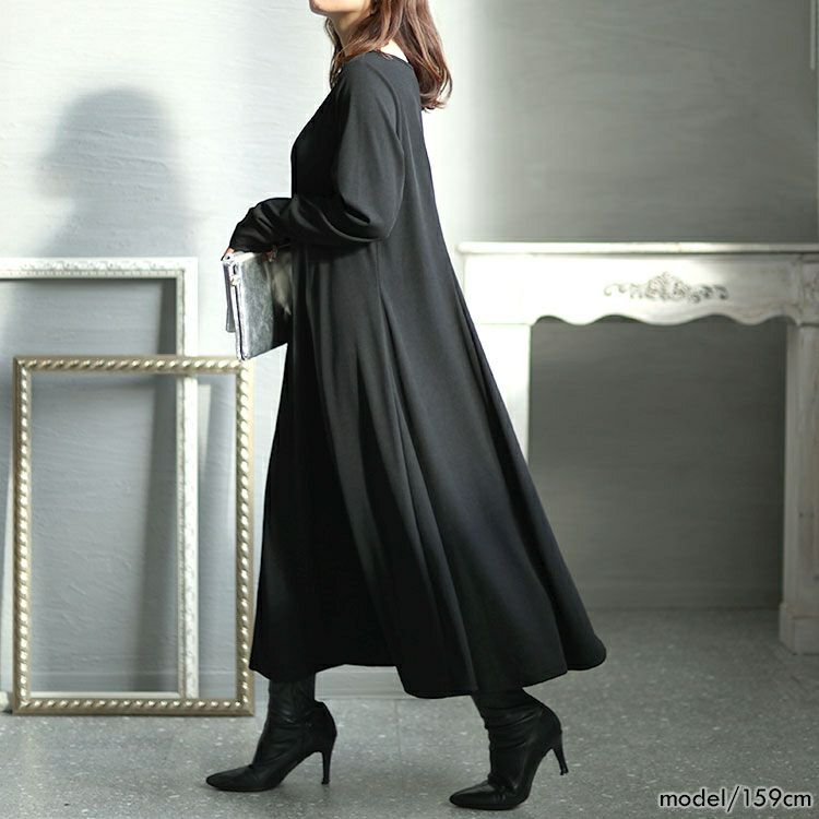 大きいサイズ レディース ロングフレアワンピース　goldy-1411