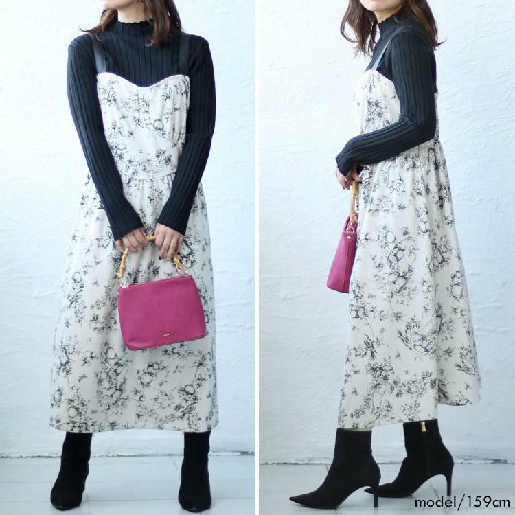 大きいサイズ レディース コーデュロイ花柄ジャンパースカート　goldy-1409 オフホワイト