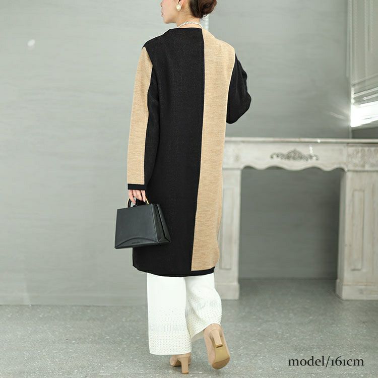 大きいサイズ レディース 日本製バイカラーオフネックニットチュニック　kt-122