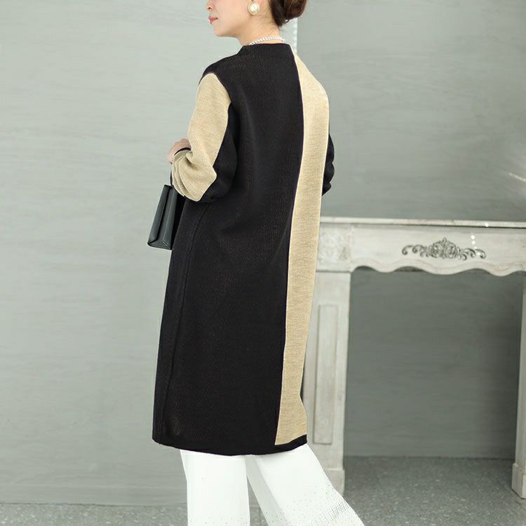 大きいサイズ レディース 日本製バイカラーオフネックニットチュニック　kt-122