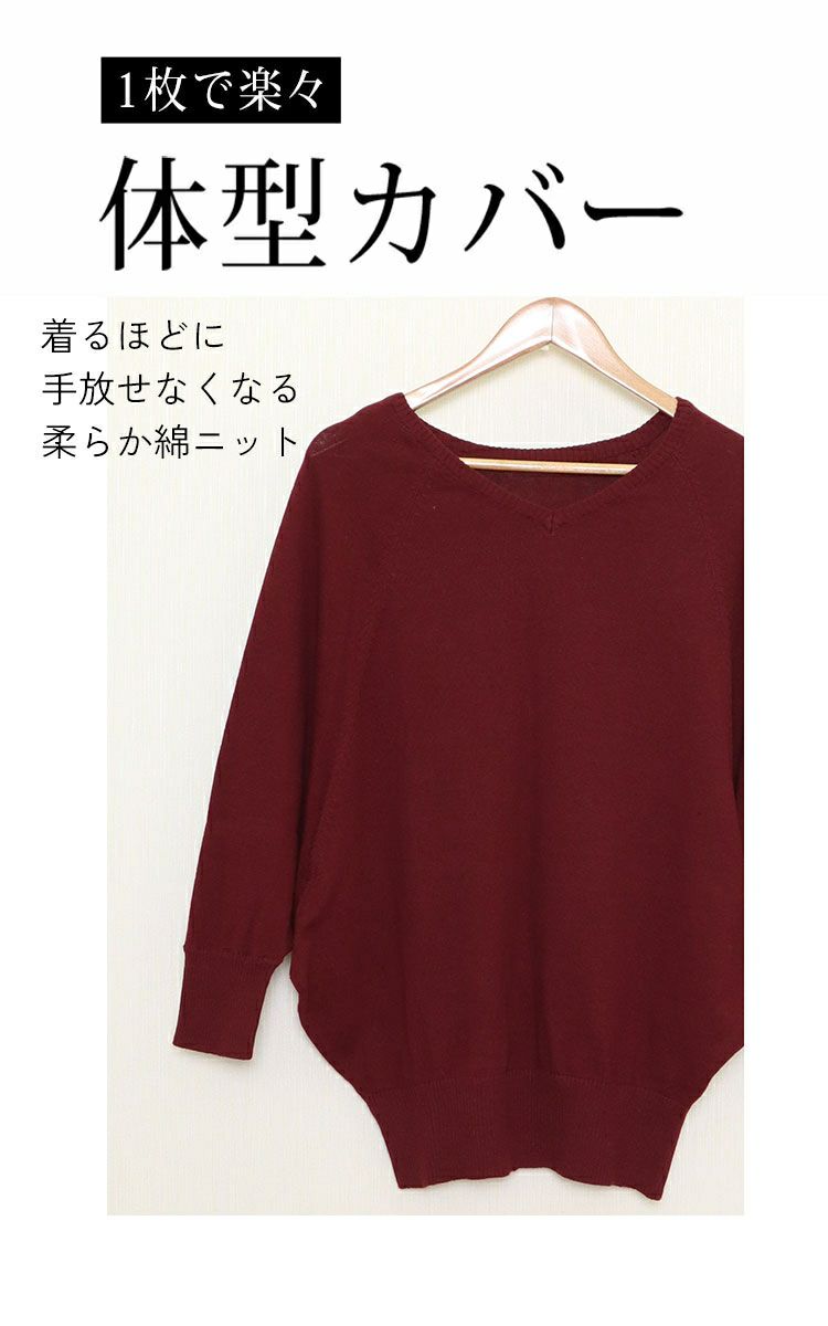 大きいサイズ レディース Ｖネックドルマンニット　wn-0002