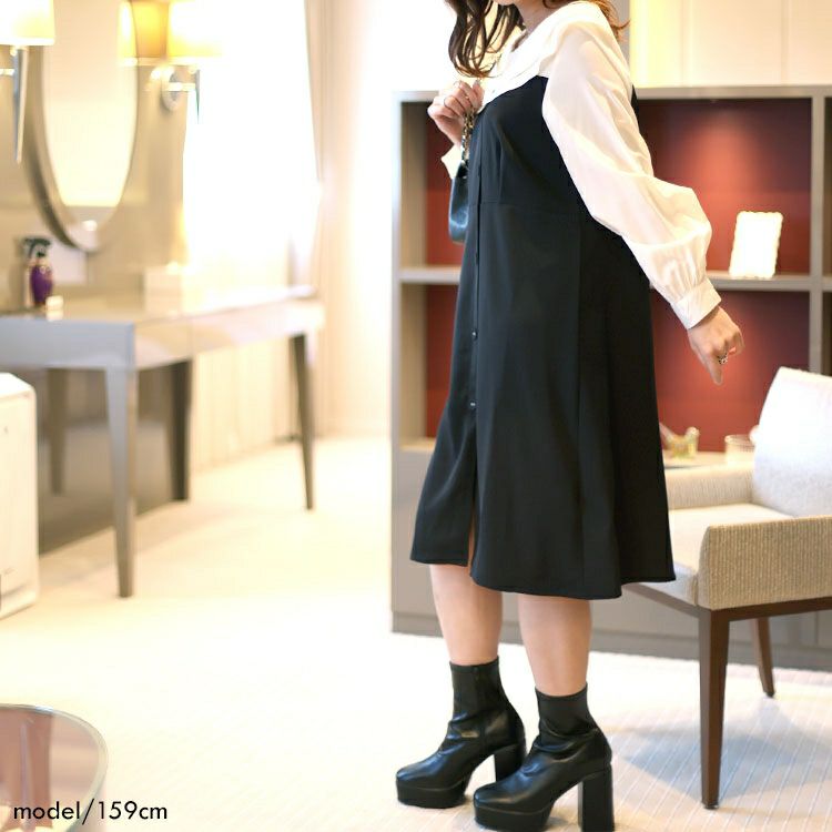 大きいサイズ レディース ブラウスドッキングワンピース　sn-00031