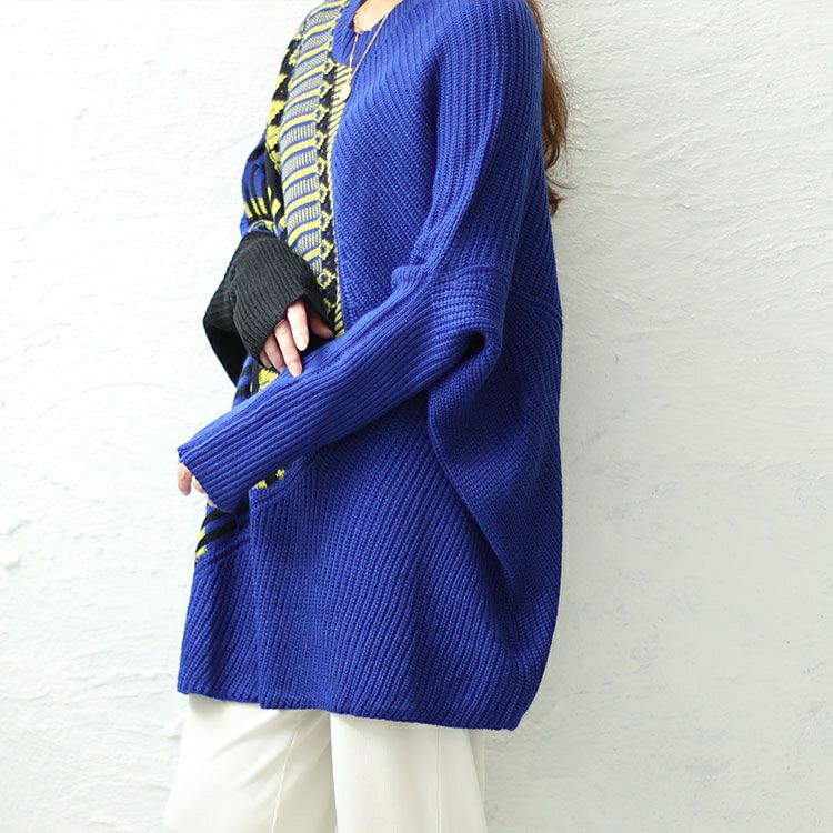 大きいサイズ レディース ジオ柄ジャーガードアシンメトリーニット　sw-0591