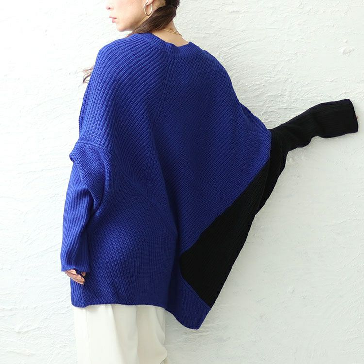 大きいサイズ レディース ジオ柄ジャーガードアシンメトリーニット　sw-0591