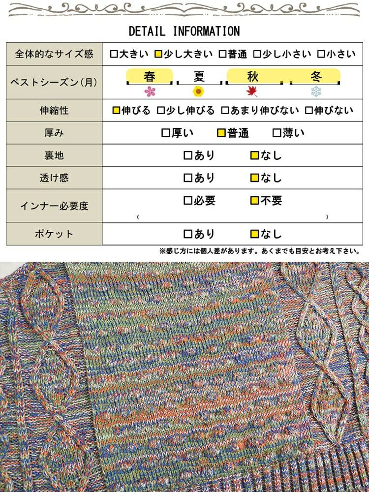 大きいサイズ レディース フリンジ袖メランジチュニックニット　sw-0594