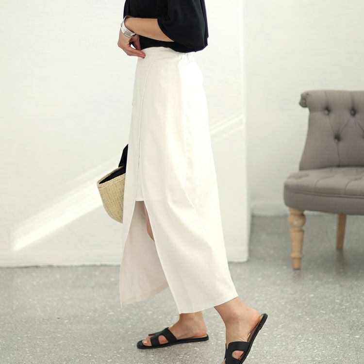 大きいサイズ レディース アシメレイヤードロングスカート　fem-449