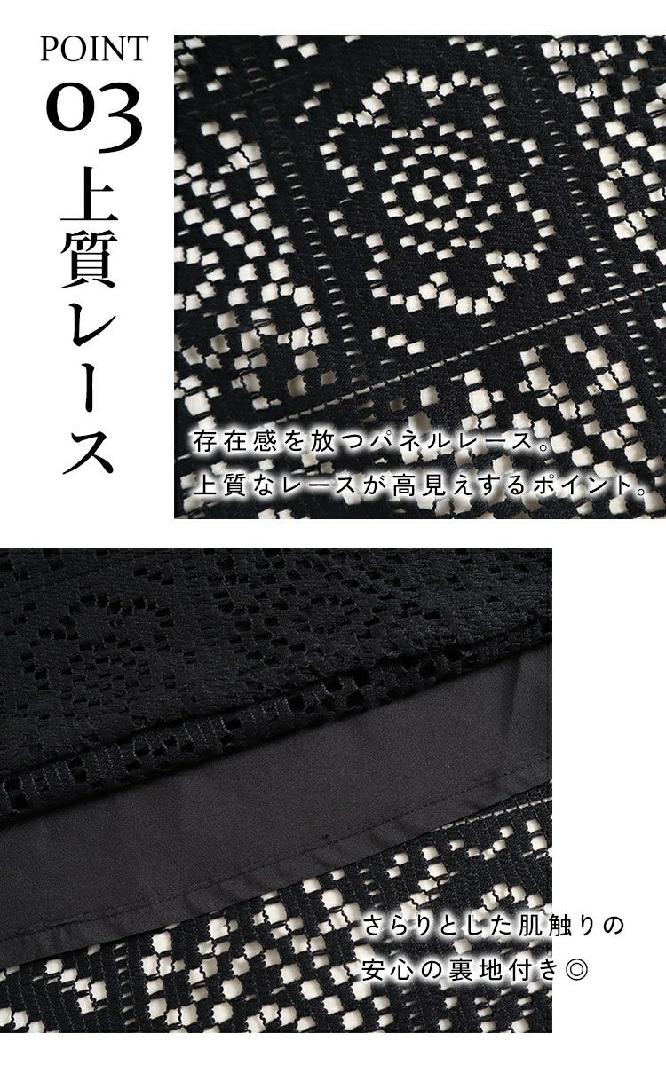 大きいサイズ レディース パネルレースワンピース　fem-434