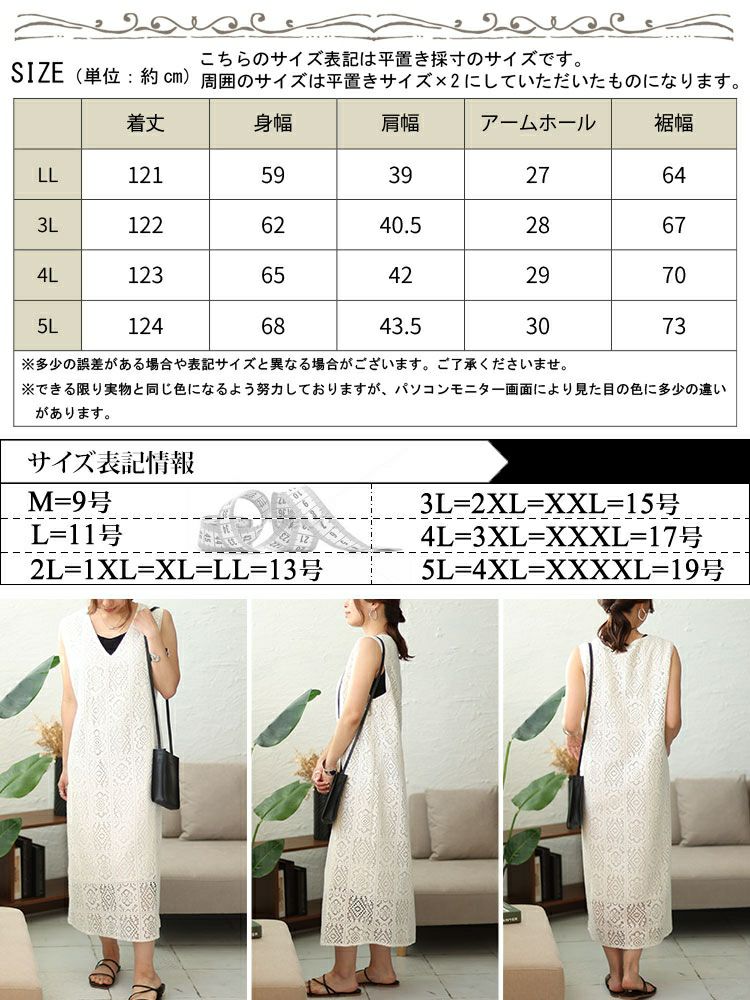 大きいサイズ レディース パネルレースワンピース　fem-434