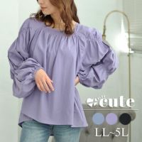大きいサイズ レディース ボリュームスリーブシャーリングブラウス　fem-432