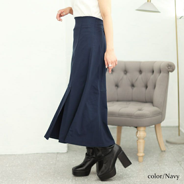 大きいサイズ レディース サイドスリットストレッチマーメイドスカート　fem-427