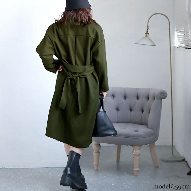 大きいサイズ レディース ベルト付きボタンレスコート sn-00012