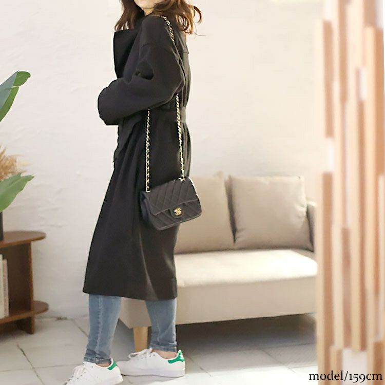 大きいサイズ レディース ベルト付きボタンレスコート　sn-00012