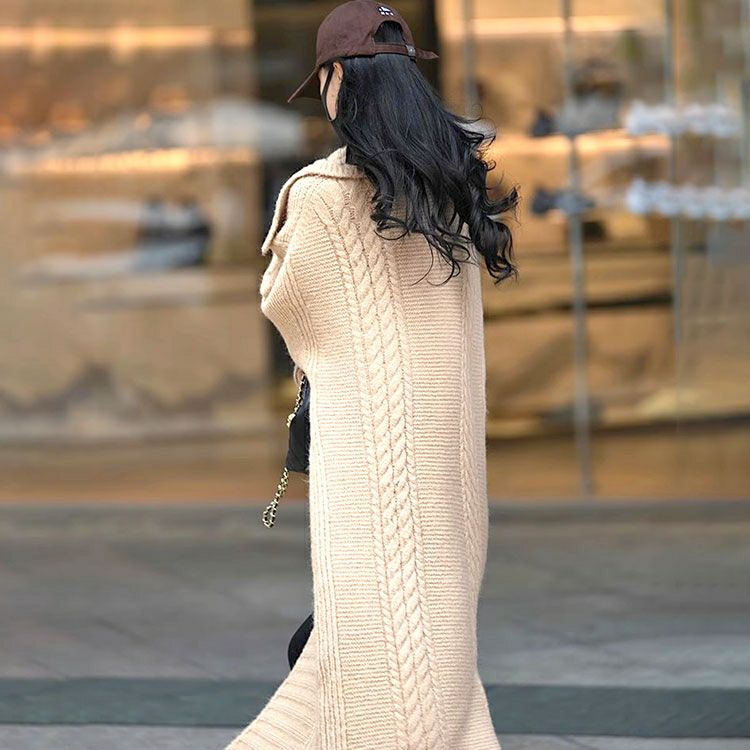 大きいサイズ レディース 編み地切替えドロップショルダーニットコーディガン　sn-00002