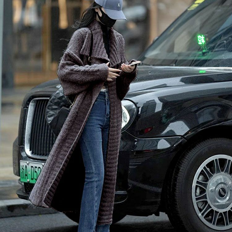 大きいサイズ レディース 編み地切替えドロップショルダーニットコーディガン　sn-00002