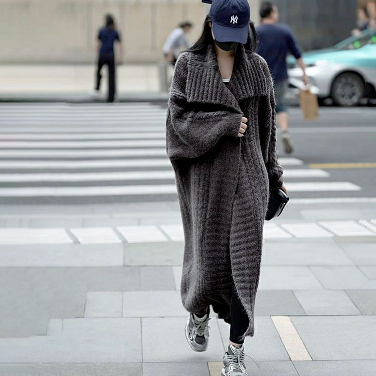 大きいサイズ レディース 編み地切替えドロップショルダーニットコーディガン　sn-00002