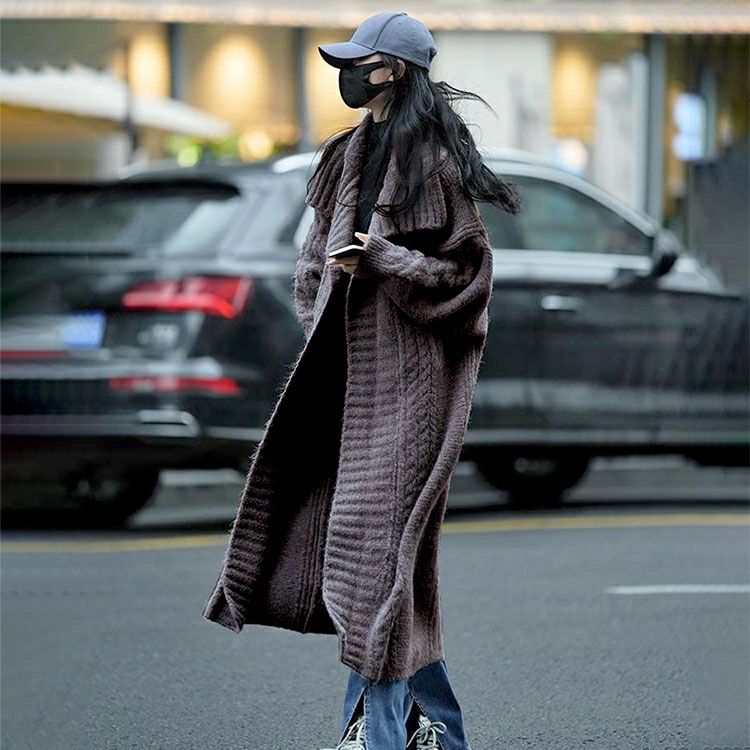 大きいサイズ レディース 編み地切替えドロップショルダーニットコーディガン　sn-00002