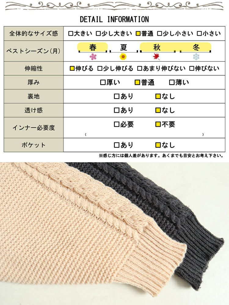大きいサイズ レディース 編み地切替えドロップショルダーニットコーディガン　sn-00002
