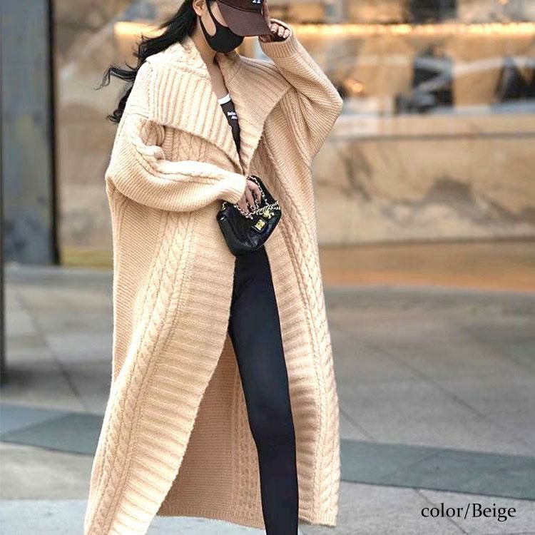 大きいサイズ レディース 編み地切替えドロップショルダーニットコーディガン　sn-00002 ベージュ