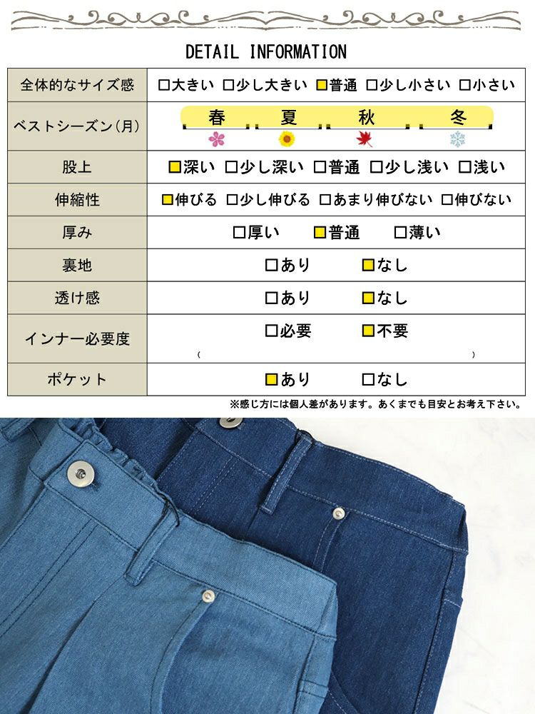 大きいサイズ レディース デニムサーカスパンツ　fem-446