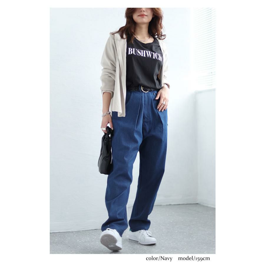 大きいサイズ レディース デニムサーカスパンツ　fem-446 ネイビー