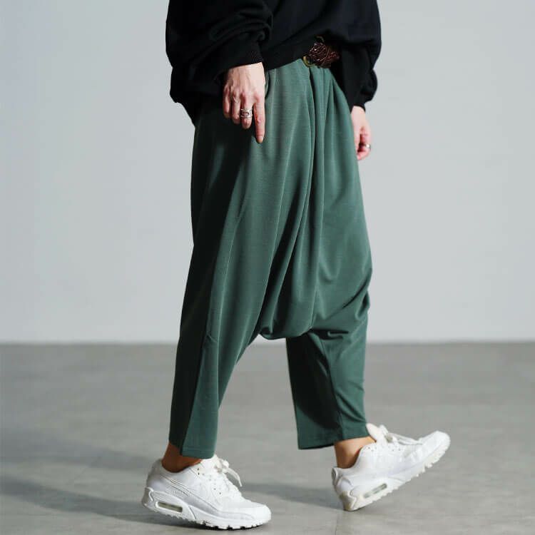 大きいサイズ レディース ストレッチサルエルパンツ　fem-441 カーキ