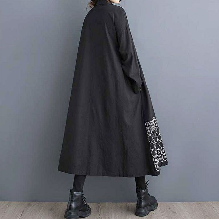 大きいサイズ レディース 刺繍柄切替えシャツワンピース　goldy-1429 【メール便可】