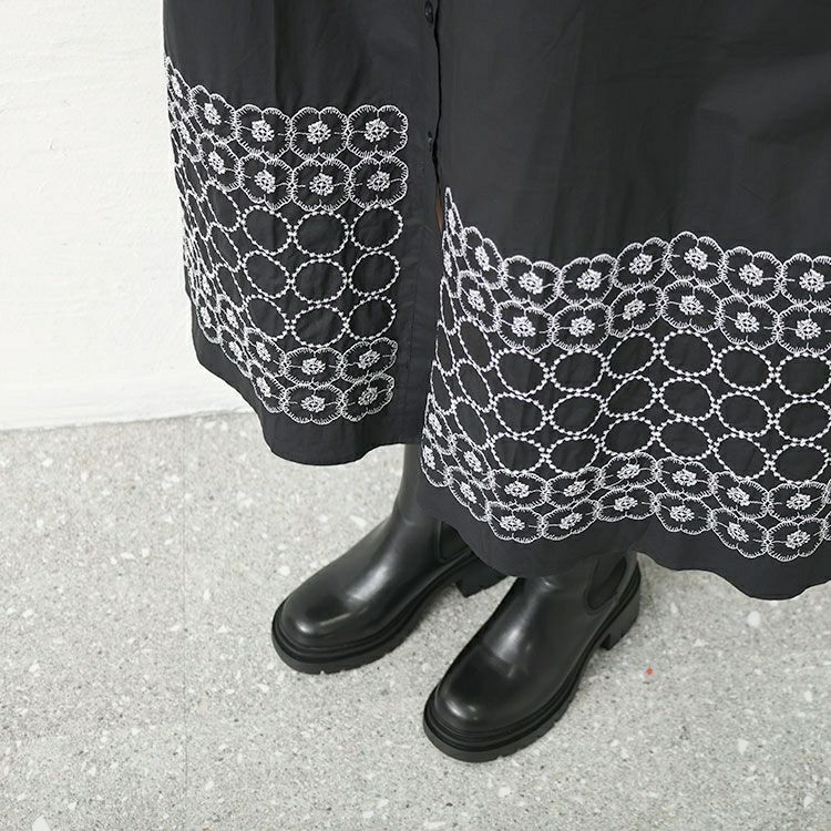 大きいサイズ レディース 刺繍柄切替えシャツワンピース　goldy-1429 【メール便可】