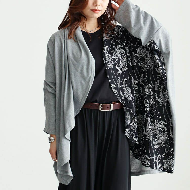 大きいサイズ レディース ドルマンアシメカーディガン　fem-440