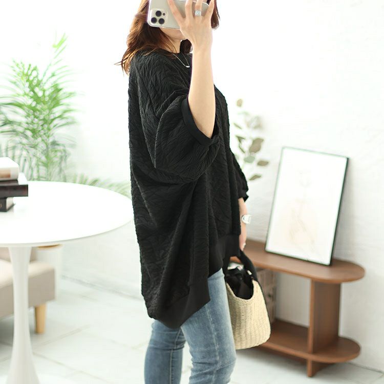 大きいサイズ レディース ジャガードドルマンプルオーバー　bai-0147